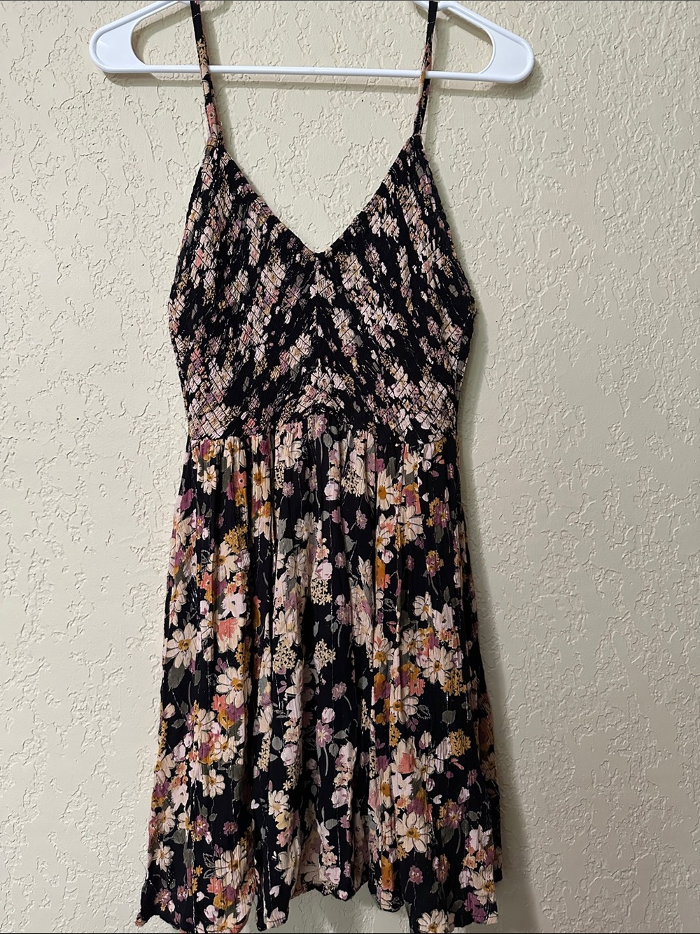 Angie Floral Spaghetti Strap Sundress - Black/Pink
